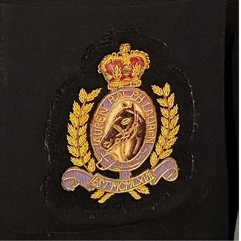 Vintage Ralph Lauren preppy dark navy Blazer with Gold horse Crest - Picture 2 of 5